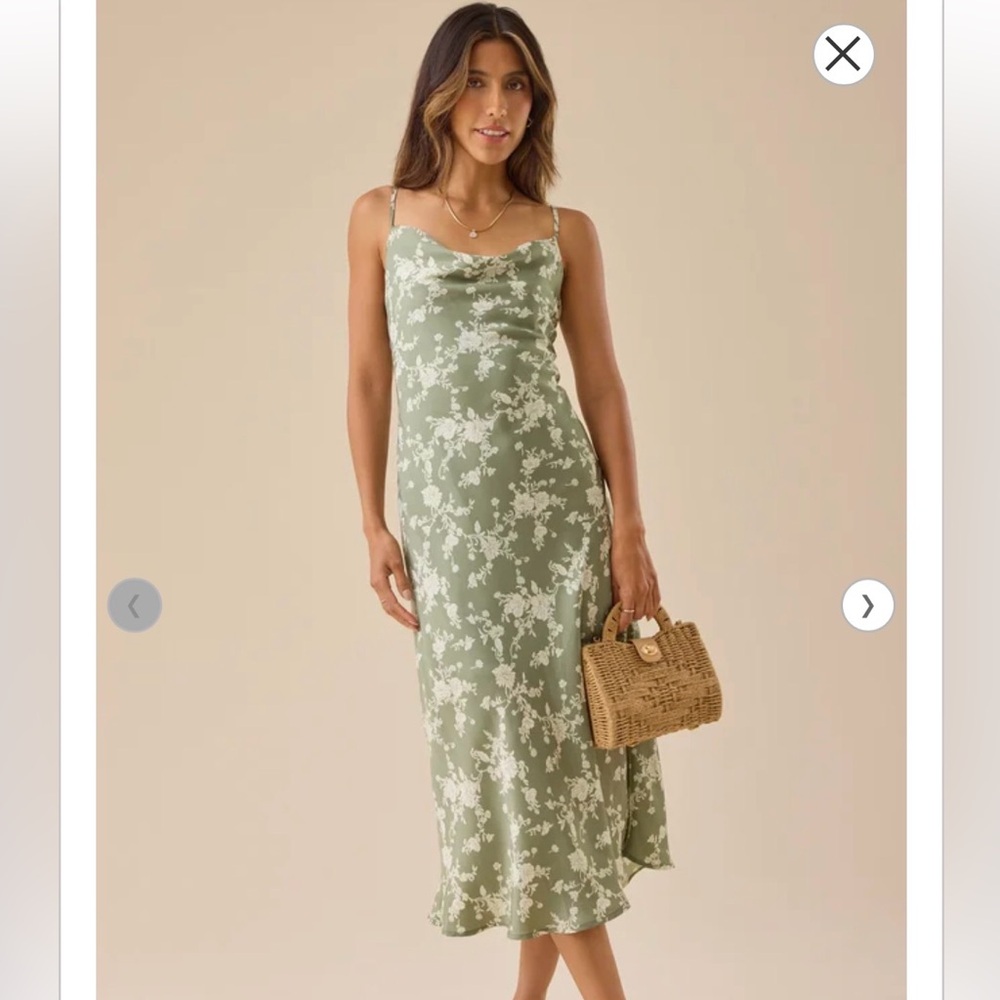 Altard state Satin Dress Sage party dress Mila Midi dress